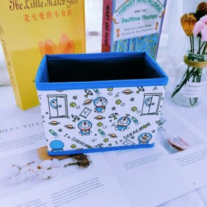 {M'SIA STOCK} Cartoon Desktop Stationery Organizer Storage Box Foldable Non-woven Decoration 卡通PU收纳包化妆品多功能储物盒杂物整理收纳盒