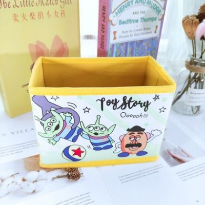 {M'SIA STOCK} Cartoon Desktop Stationery Organizer Storage Box Foldable Non-woven Decoration 卡通PU收纳包化妆品多功能储物盒杂物整理收纳盒