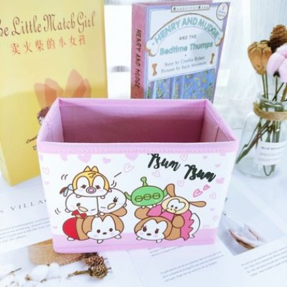 {M'SIA STOCK} Cartoon Desktop Stationery Organizer Storage Box Foldable Non-woven Decoration 卡通PU收纳包化妆品多功能储物盒杂物整理收纳盒