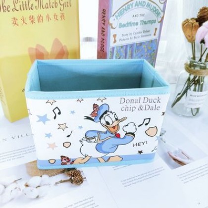 {M'SIA STOCK} Cartoon Desktop Stationery Organizer Storage Box Foldable Non-woven Decoration 卡通PU收纳包化妆品多功能储物盒杂物整理收纳盒