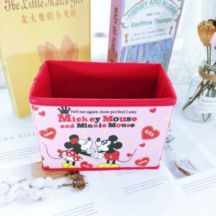 {M'SIA STOCK} Cartoon Desktop Stationery Organizer Storage Box Foldable Non-woven Decoration 卡通PU收纳包化妆品多功能储物盒杂物整理收纳盒