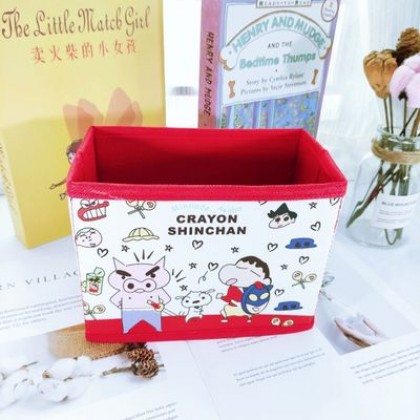 {M'SIA STOCK} Cartoon Desktop Stationery Organizer Storage Box Foldable Non-woven Decoration 卡通PU收纳包化妆品多功能储物盒杂物整理收纳盒