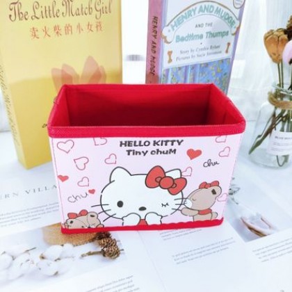 {M'SIA STOCK} Cartoon Desktop Stationery Organizer Storage Box Foldable Non-woven Decoration 卡通PU收纳包化妆品多功能储物盒杂物整理收纳盒