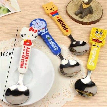 {READY STOCK} Cartoon Spoon Hello Kitty/Doraemon/Winnie The Pooh Spoon 卡通朔料柄儿童防烫不锈钢汤匙 Alat Makanan {READY STOCK} Cartoon Spoon Hello Kitty/Doraemon/Winnie The Pooh Spoon 卡通朔料柄儿童防烫不锈钢汤匙 Alat Makanan