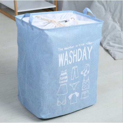 {M'SIA STOCK} Washday Laundry Basket Large Storage Box Clothes Storage Bag 棉麻防水大容量脏衣篮收纳筐 Bakul Dobi Bakul Baju