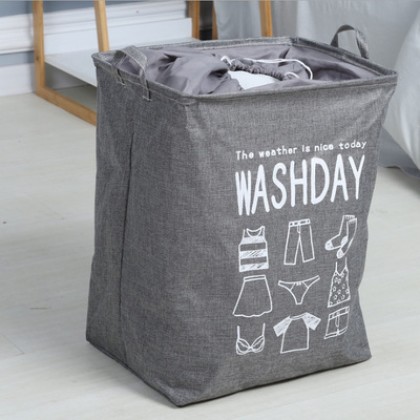 {M'SIA STOCK} Washday Laundry Basket Large Storage Box Clothes Storage Bag 棉麻防水大容量脏衣篮收纳筐 Bakul Dobi Bakul Baju