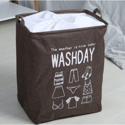 {M'SIA STOCK} Washday Laundry Basket Large Storage Box Clothes Storage Bag 棉麻防水大容量脏衣篮收纳筐 Bakul Dobi Bakul Baju