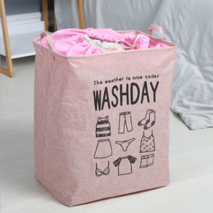 {M'SIA STOCK} Washday Laundry Basket Large Storage Box Clothes Storage Bag 棉麻防水大容量脏衣篮收纳筐 Bakul Dobi Bakul Baju