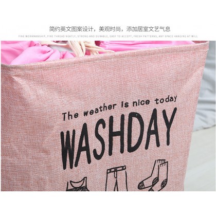 {M'SIA STOCK} Washday Laundry Basket Large Storage Box Clothes Storage Bag 棉麻防水大容量脏衣篮收纳筐 Bakul Dobi Bakul Baju
