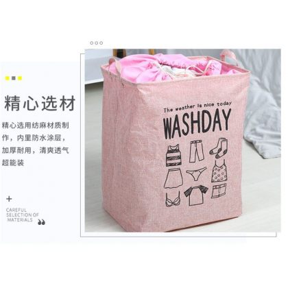 {M'SIA STOCK} Washday Laundry Basket Large Storage Box Clothes Storage Bag 棉麻防水大容量脏衣篮收纳筐 Bakul Dobi Bakul Baju