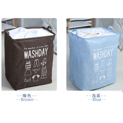 {M'SIA STOCK} Washday Laundry Basket Large Storage Box Clothes Storage Bag 棉麻防水大容量脏衣篮收纳筐 Bakul Dobi Bakul Baju