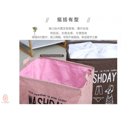 {M'SIA STOCK} Washday Laundry Basket Large Storage Box Clothes Storage Bag 棉麻防水大容量脏衣篮收纳筐 Bakul Dobi Bakul Baju