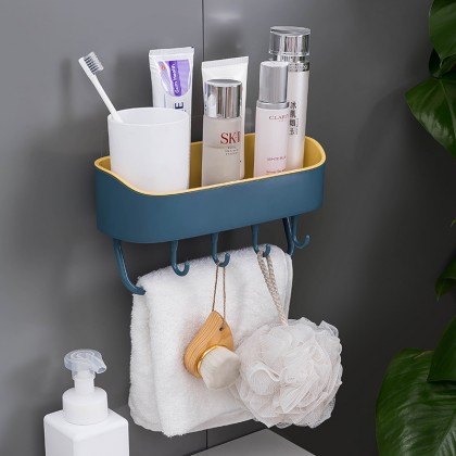 {M'SIA STOCK} Bathroom Rack Wall Mounted Plastic Kitchen Storage Bathroom Shower Storage Shelf Hook Seamless 壁挂式浴室厨房置物架 {M'SIA STOCK} Bathroom Rack Wall Mounted Plastic Kitchen Storage Bathroom Shower Storage Shelf Hook Seamless 壁挂式浴室厨房置物架