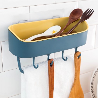 {M'SIA STOCK} Bathroom Rack Wall Mounted Plastic Kitchen Storage Bathroom Shower Storage Shelf Hook Seamless 壁挂式浴室厨房置物架 {M'SIA STOCK} Bathroom Rack Wall Mounted Plastic Kitchen Storage Bathroom Shower Storage Shelf Hook Seamless 壁挂式浴室厨房置物架