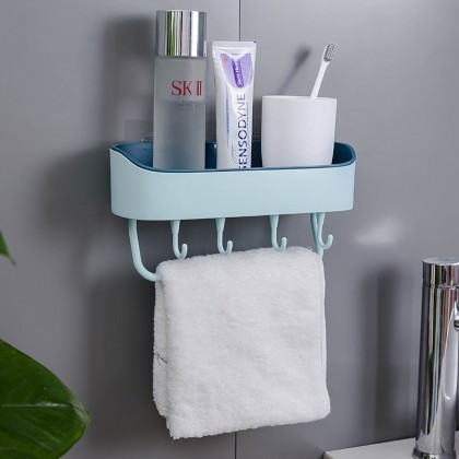 {M'SIA STOCK} Bathroom Rack Wall Mounted Plastic Kitchen Storage Bathroom Shower Storage Shelf Hook Seamless 壁挂式浴室厨房置物架 {M'SIA STOCK} Bathroom Rack Wall Mounted Plastic Kitchen Storage Bathroom Shower Storage Shelf Hook Seamless 壁挂式浴室厨房置物架