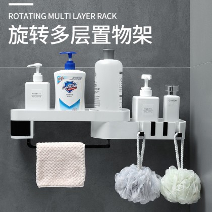{M'SIA STOCK} Bathroom Storage Rack Triangular Layered Rotating Shelf Wall Mounted Plastic 免打孔三角旋转置物架 {M'SIA STOCK} Bathroom Storage Rack Triangular Layered Rotating Shelf Wall Mounted Plastic 免打孔三角旋转置物架