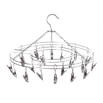 {M'SIA STOCK} 20 Clippers Stainless Steel Multi-functional Large Round Sock & Undergarment Drying Hanger 20夹不锈钢圆形晒袜架 {M'SIA STOCK} 20 Clippers Stainless Steel Multi-functional Large Round Sock & Undergarment Drying Hanger 20夹不锈钢圆形晒袜架