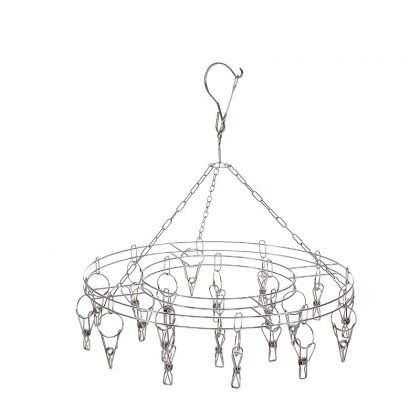{M'SIA STOCK} Stainless Steel Clothes Drying Hanger Clothesline Hanging 20 Clips Socks Rack 不锈钢圆形线夹袜架晾衣架 {M'SIA STOCK} Stainless Steel Clothes Drying Hanger Clothesline Hanging 20 Clips Socks Rack 不锈钢圆形线夹袜架晾衣架