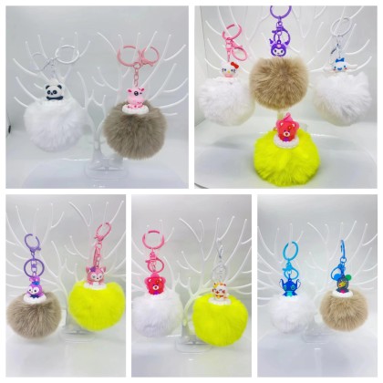 Furry Ball Cartoon Key Chain 卡通毛毛球钥匙圈 Furry Ball Cartoon Key Chain 卡通毛毛球钥匙圈