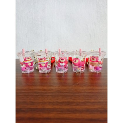 Lotso Cup Liquid Key Chain 草莓熊卡通流沙钥匙圈 Lotso Cup Liquid Key Chain 草莓熊卡通流沙钥匙圈