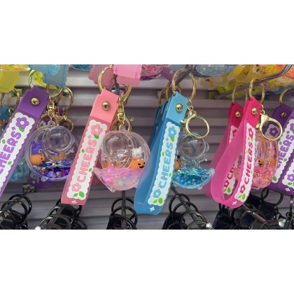 Pumpkin Kuromi Kitty Liquid Sequins Key Chain 南瓜库洛米凯蒂猫流沙亮片钥匙圈 Pumpkin Kuromi Kitty Liquid Sequins Key Chain 南瓜库洛米凯蒂猫流沙亮片钥匙圈