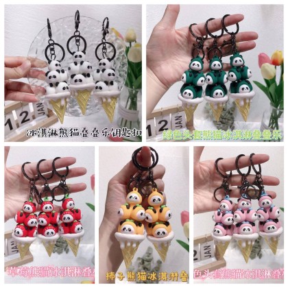 Ice Cream Panda Jenga Key Chain   熊猫叠叠乐冰淇淋钥匙圈