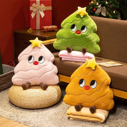 Three Color Christmas Tree Pillow With Blanket 三色圣诞树枕头被 Three Color Christmas Tree Pillow With Blanket 三色圣诞树枕头被