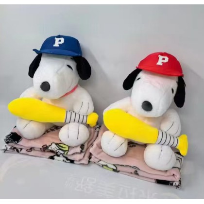 Baseball Snoopy Pillow With Blanket   棒球员史努比枕头被